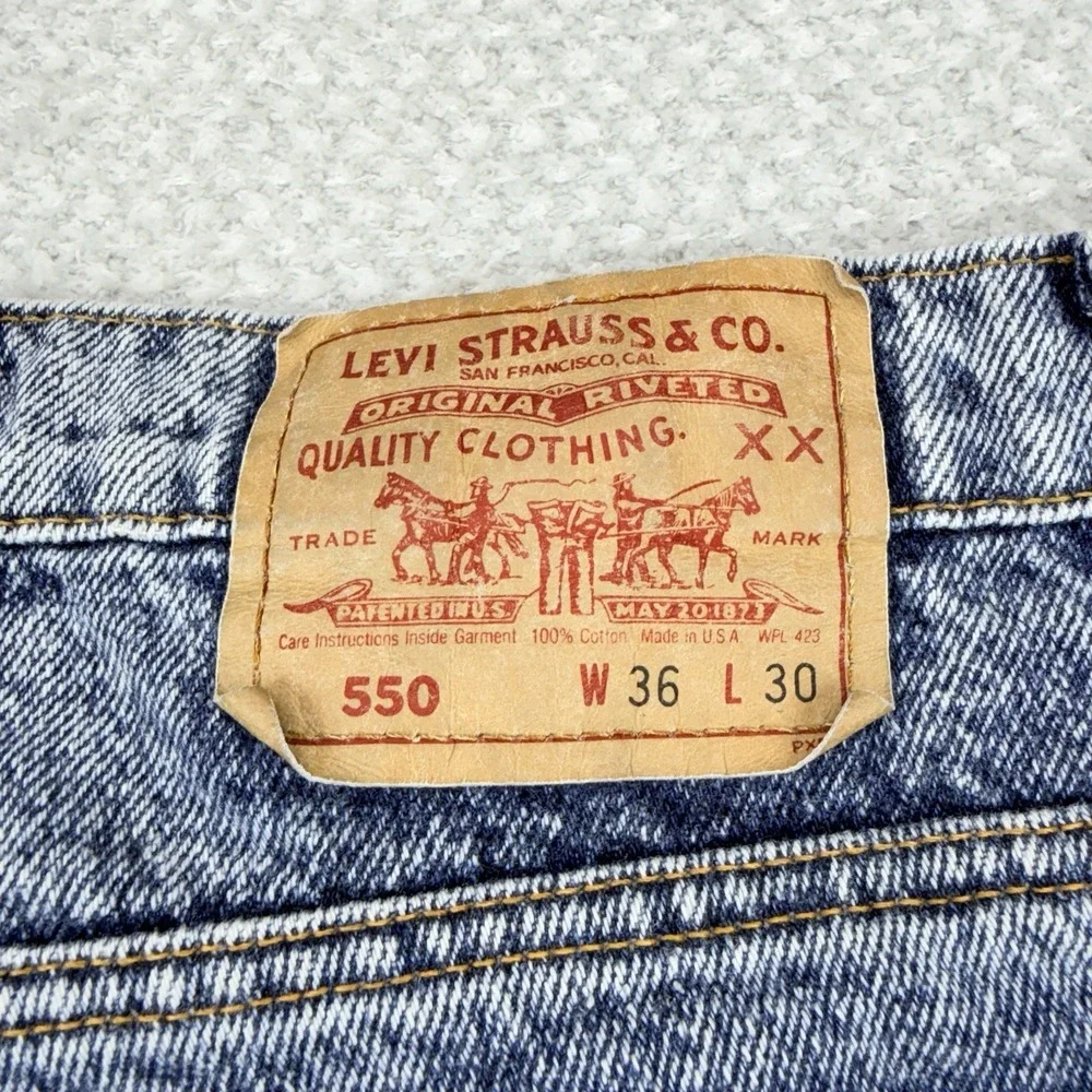 Vintage Levi's 550xx Jeans Mens 36x30 (34x30) Acid Wash Tapered 80s USA Made